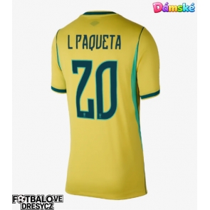 Brazílie Lucas Paqueta #20 Dámské Domácí Dres MS 2026 Krátký Rukáv Brazílie Lucas Paqueta #20 Dámské Domácí Dres MS 2026 Krátký Rukáv